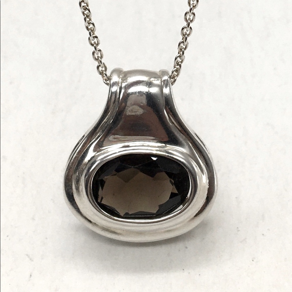 Sterling Silver Smoky Quartz Pendant Necklace